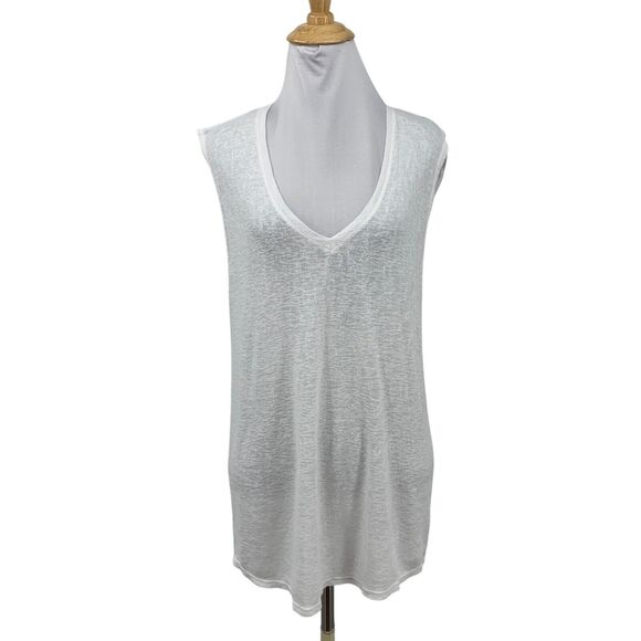 Rails Tops - Rails Top Womens SP Petite Small White Semi Sheer Tunic Tank V Neck Sleeveless